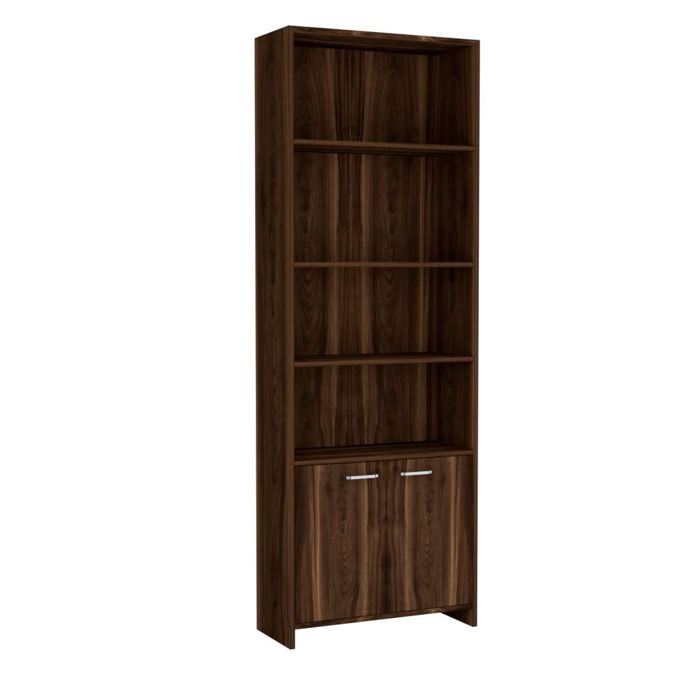 Biblioteca Lisa Habano 63x180cm con Cuatro Compartimientos y con Un Cajón - Bibliotecas | Bylmo