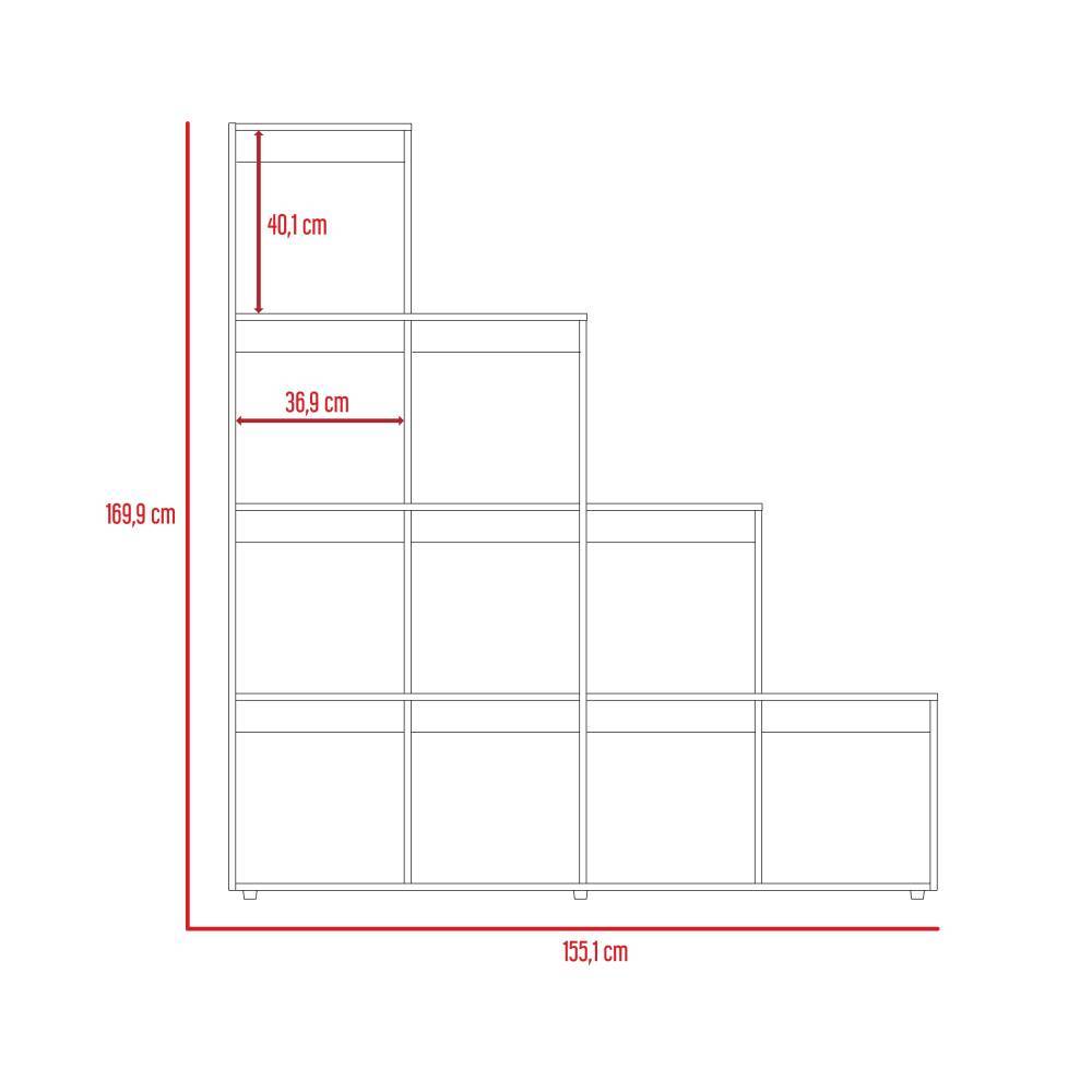 Biblioteca Escalera Luma Rovere 155.1x169.9cm con Diez Compartimientos - Bibliotecas | Bylmo