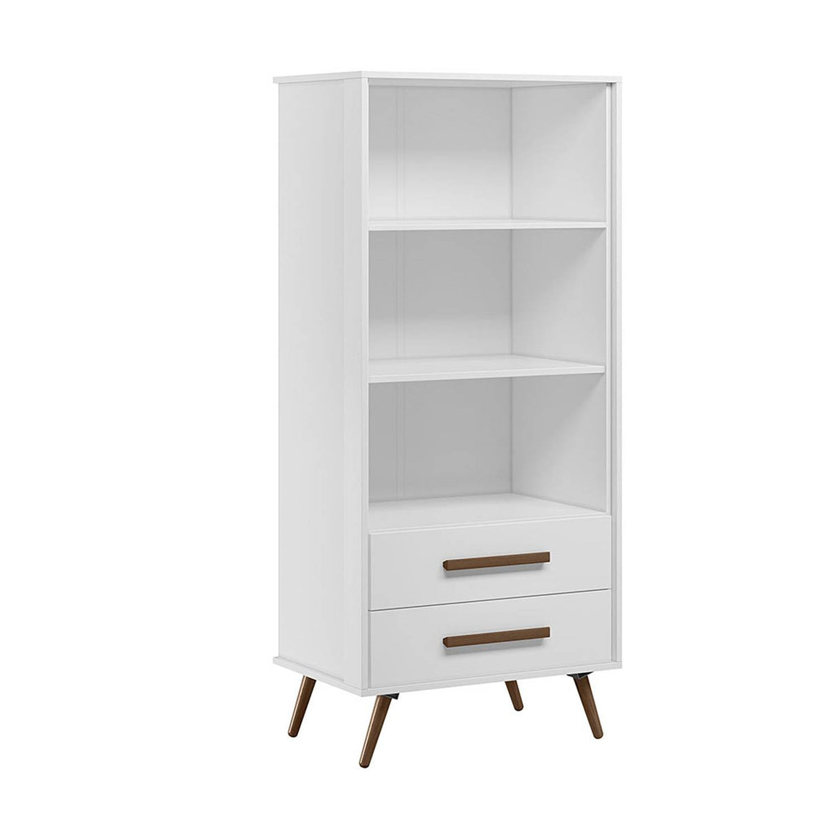 Biblioteca Ovalle Blanco 64x144.4cm con Tres Compartimientos y con Dos Cajones - Bibliotecas y Estanterias | Bylmo