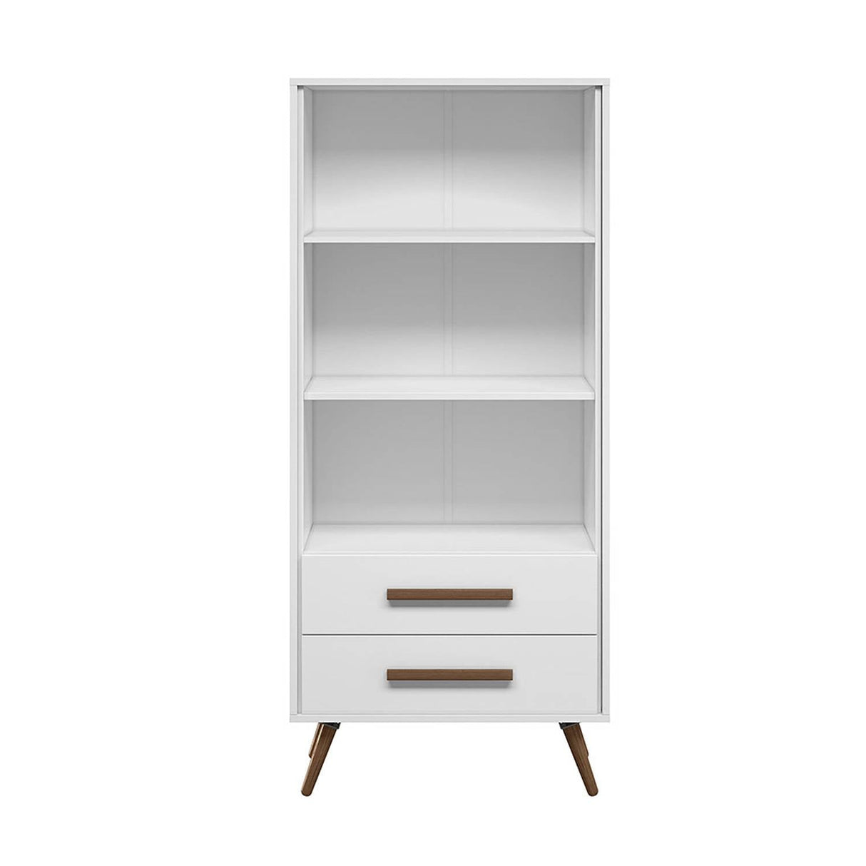 Biblioteca Ovalle Blanco 64x144.4cm con Tres Compartimientos y con Dos Cajones - Bibliotecas y Estanterias | Bylmo