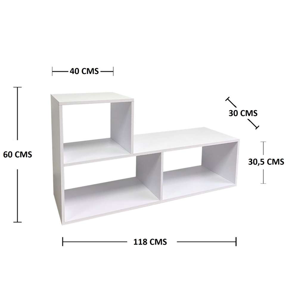 Biblioteca Transformable Snow Blanco 61 cm Tipo L con Entrepaños - Bibliotecas | Bylmo