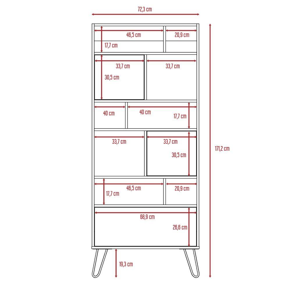 Biblioteca Vassel Amaretto 72 cm con Puertas y Entrepaños - Bibliotecas | Bylmo