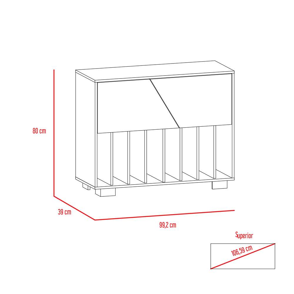 Bifé Fraktal Habano 100x100cm con Diez Compartimientos y con Patas - Bifes y Arrimos | Bylmo