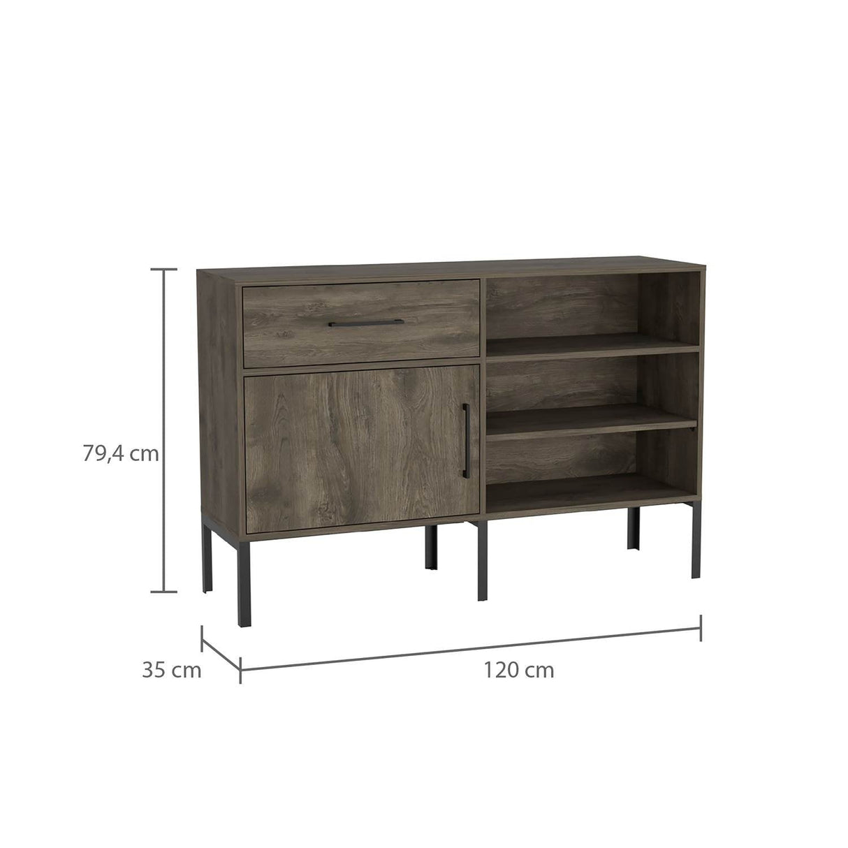 Bifé Soho S Bellota 120x79cm con Cuatro Compartimientos y con Patas - Bifes y Arrimos | Bylmo
