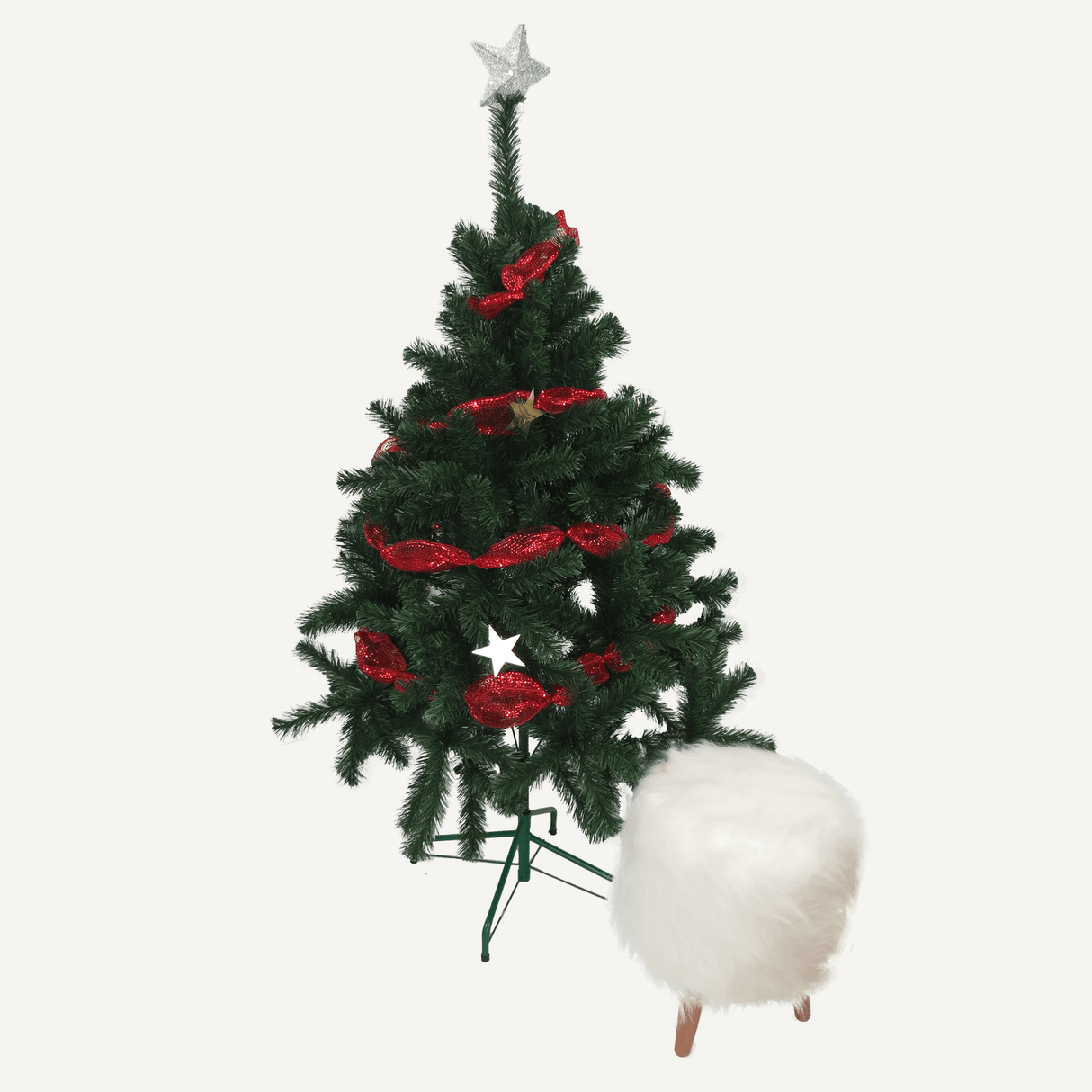 Combo navideño Arbol y Puff peluche Blanco - | Bylmo