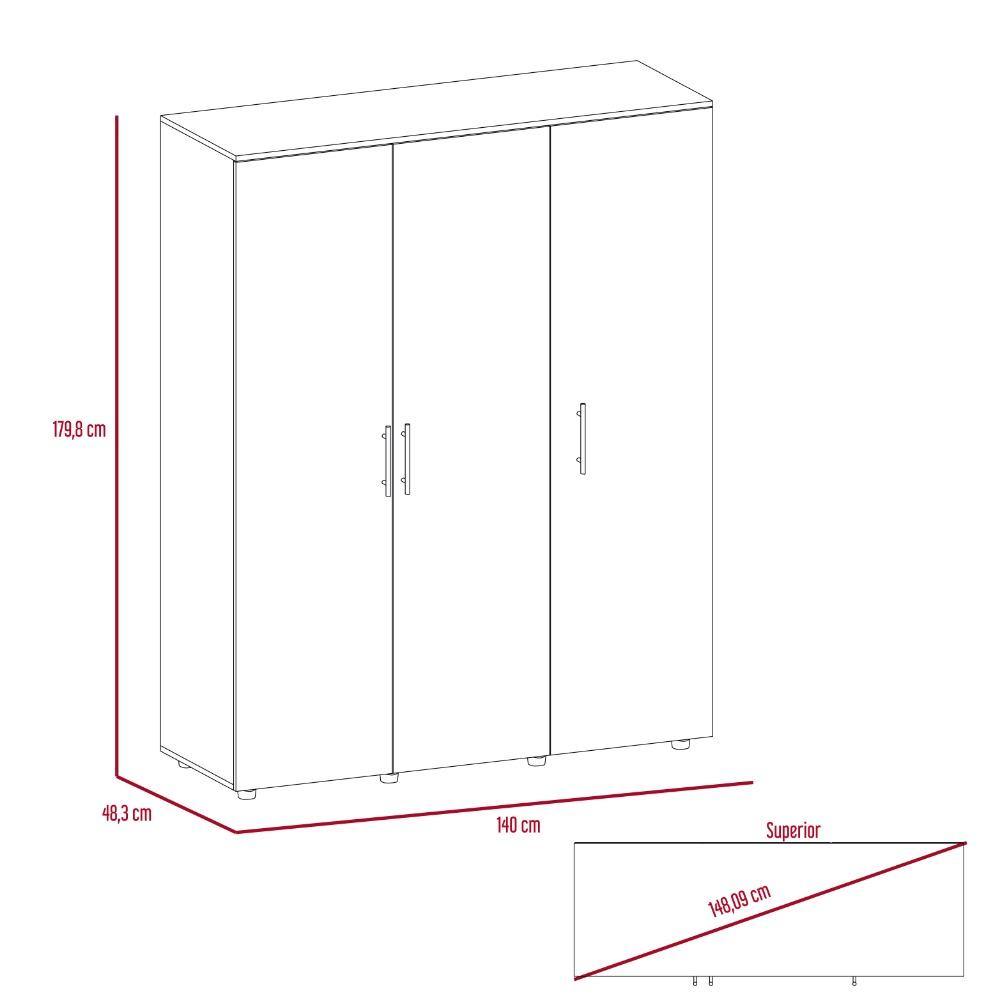 Closet San Francisco Coñac 140 cm con Tres Puertas - Closets | Bylmo