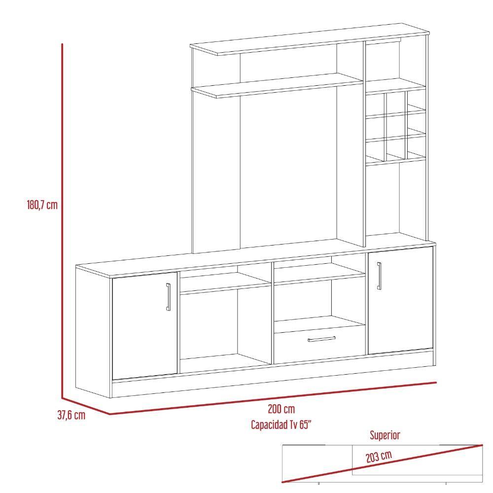 Centro de Entretenimiento Kava Coñac 200 cm con Dos Puertas - Muebles para TV | Bylmo