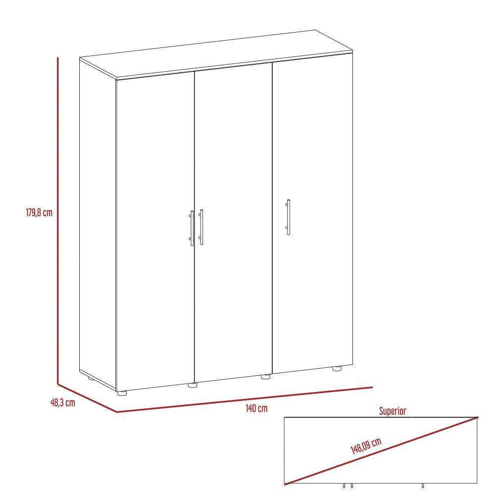 Closet San Francisco Habano 140 cm con Tres Puertas - Closets | Bylmo