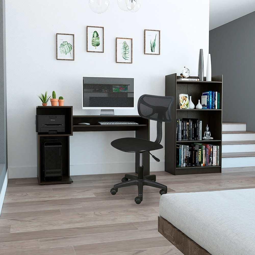 Combo Escritorio y Biblioteca Atlanter Wengue 120x81.5cm sin Cajones y con Organizador de Libros - Escritorios y Archivadores | Bylmo