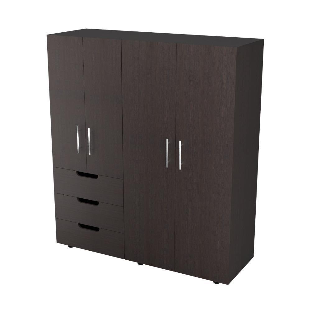 Closet Magno Wengue 140 cm con Cuatro Puertas y Tres Cajones - Closets | Bylmo