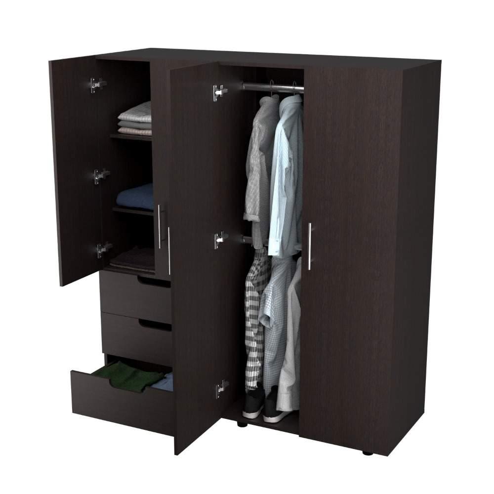 Closet Magno Wengue 140 cm con Cuatro Puertas y Tres Cajones - Closets | Bylmo