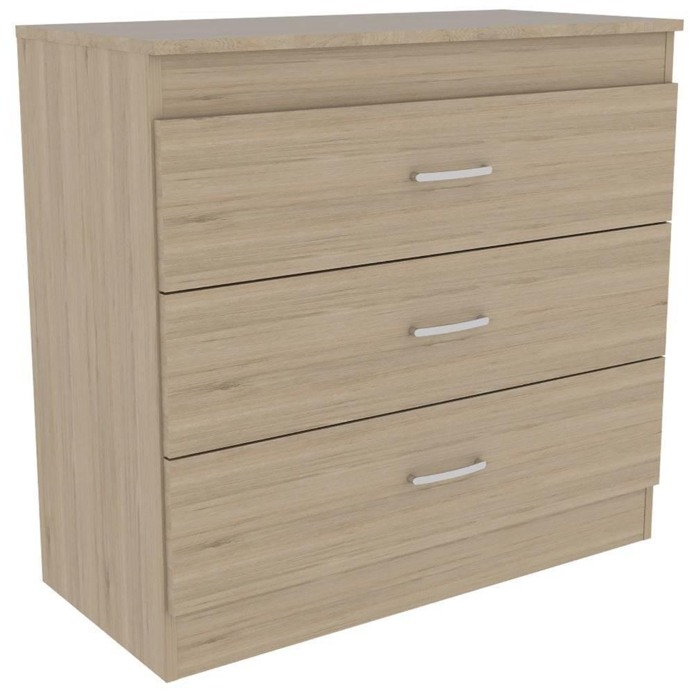 Cómoda Melia Rovere y Blanco 80x75cm De Tres Hileras con Tres Cajones y con Espacio para TV - Cajoneras | Bylmo