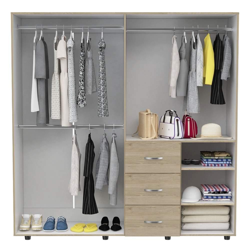 Closet Harlem Rovere 180 cm con Cuatro Puertas y Tres Cajones - Closets | Bylmo