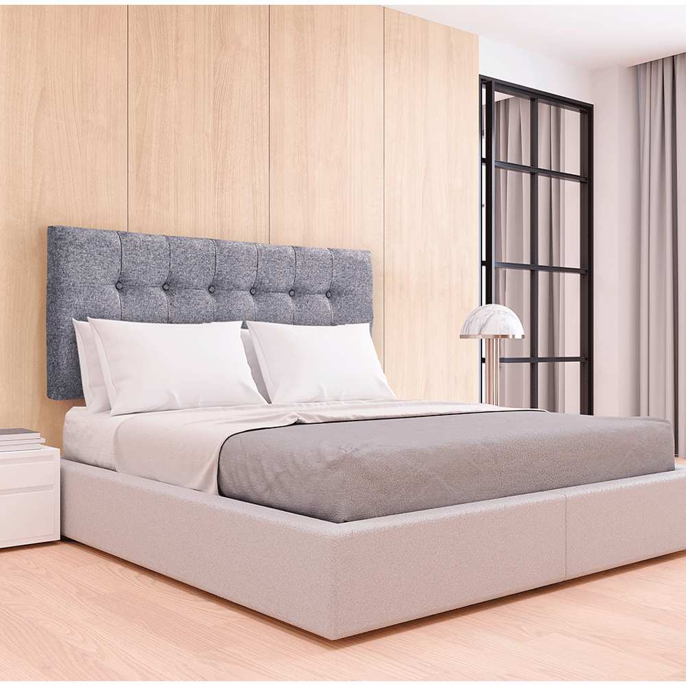 Cabecero Flotante Varena Queen 160 cm Gris Tela Resistente - Camas y Cabeceros | Bylmo