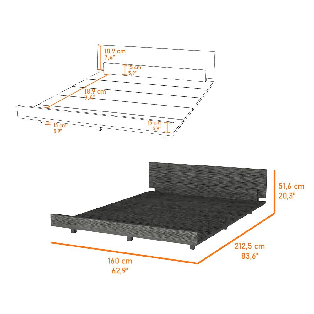 Cama Kaia Queen 160 cm Roble Gris - Camas | Bylmo