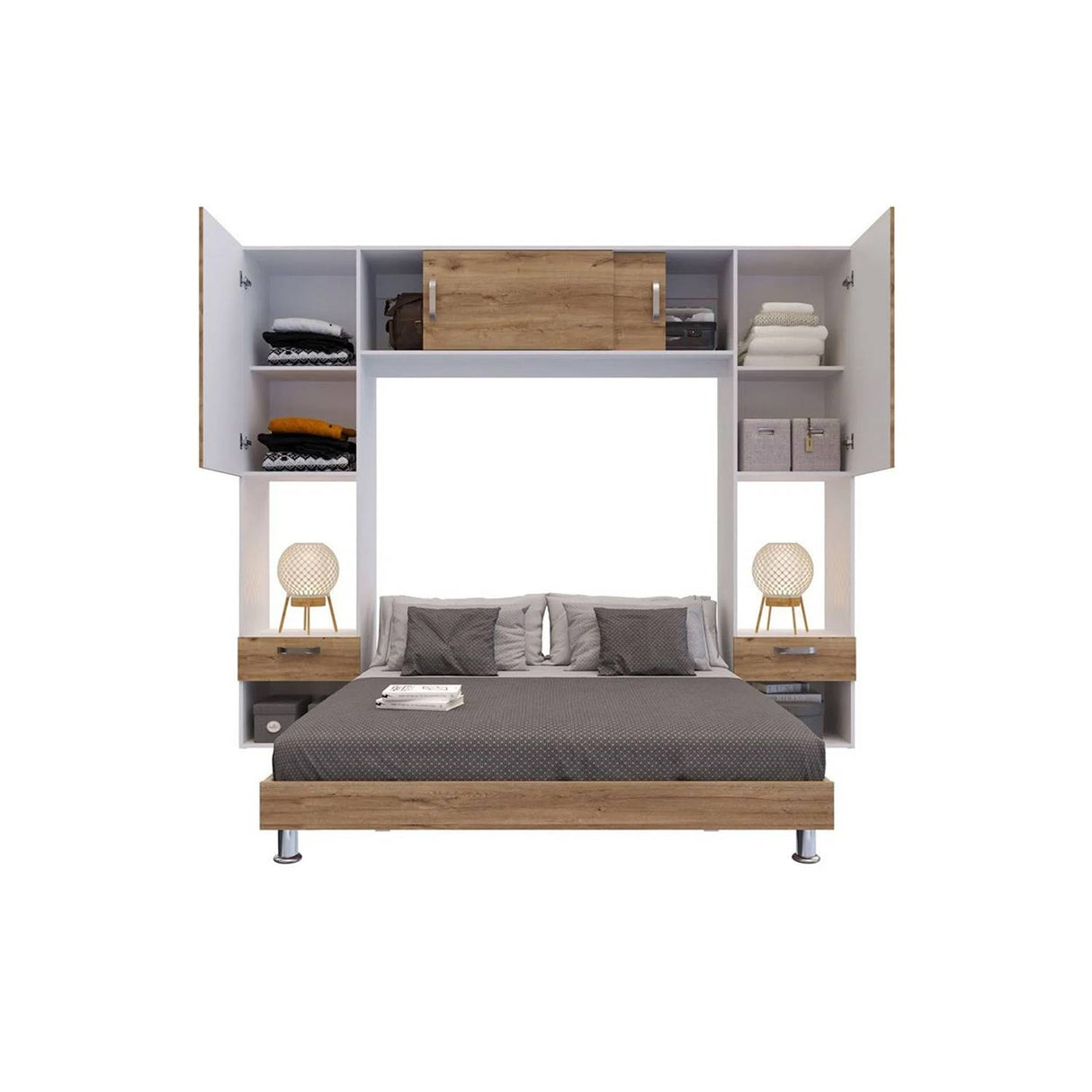 Combo Cama y Closet y Mesa de Noche Versa Duna 254x200cm para Colchón Doble 140 X 190 Cm - Camas y Cabeceros | Bylmo