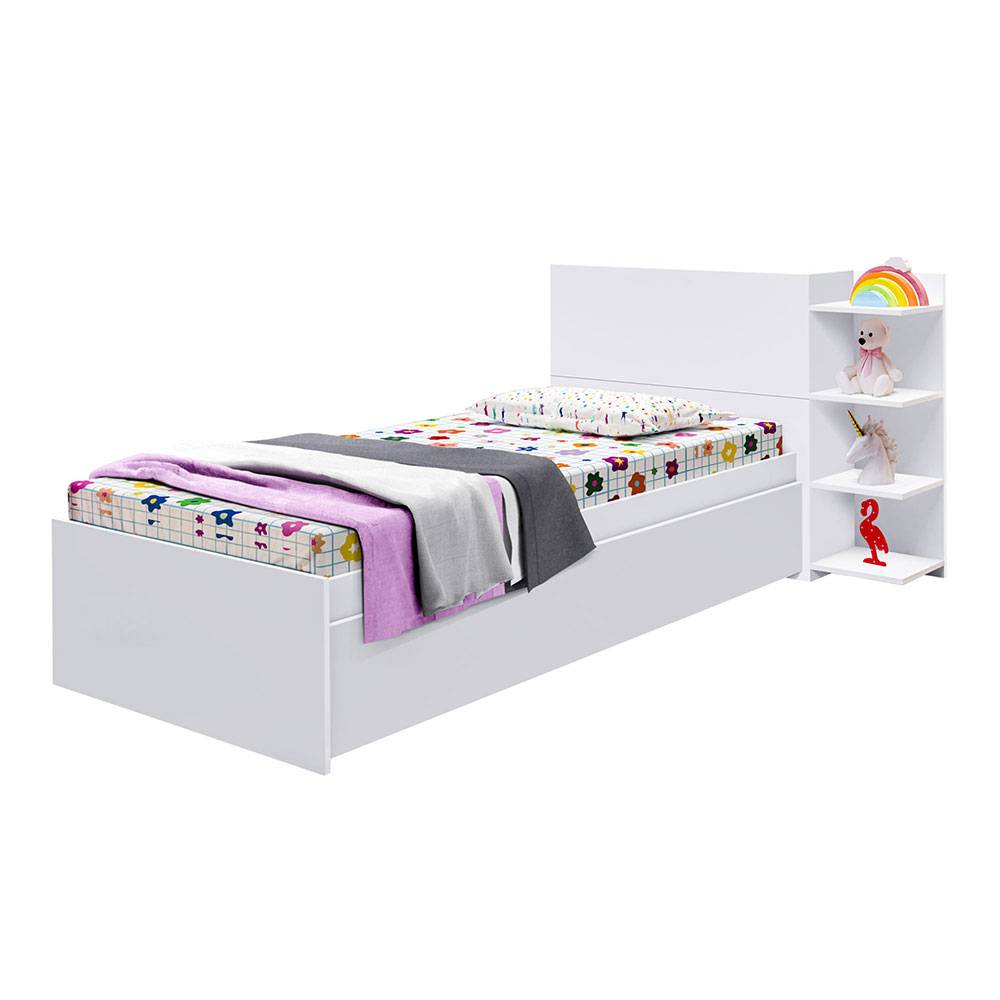 Cama Tarima Gea Blanco 90 - 123x91cm para Colchón Sencillo 90 X 190 Cm con Cabecero - Camas | Bylmo