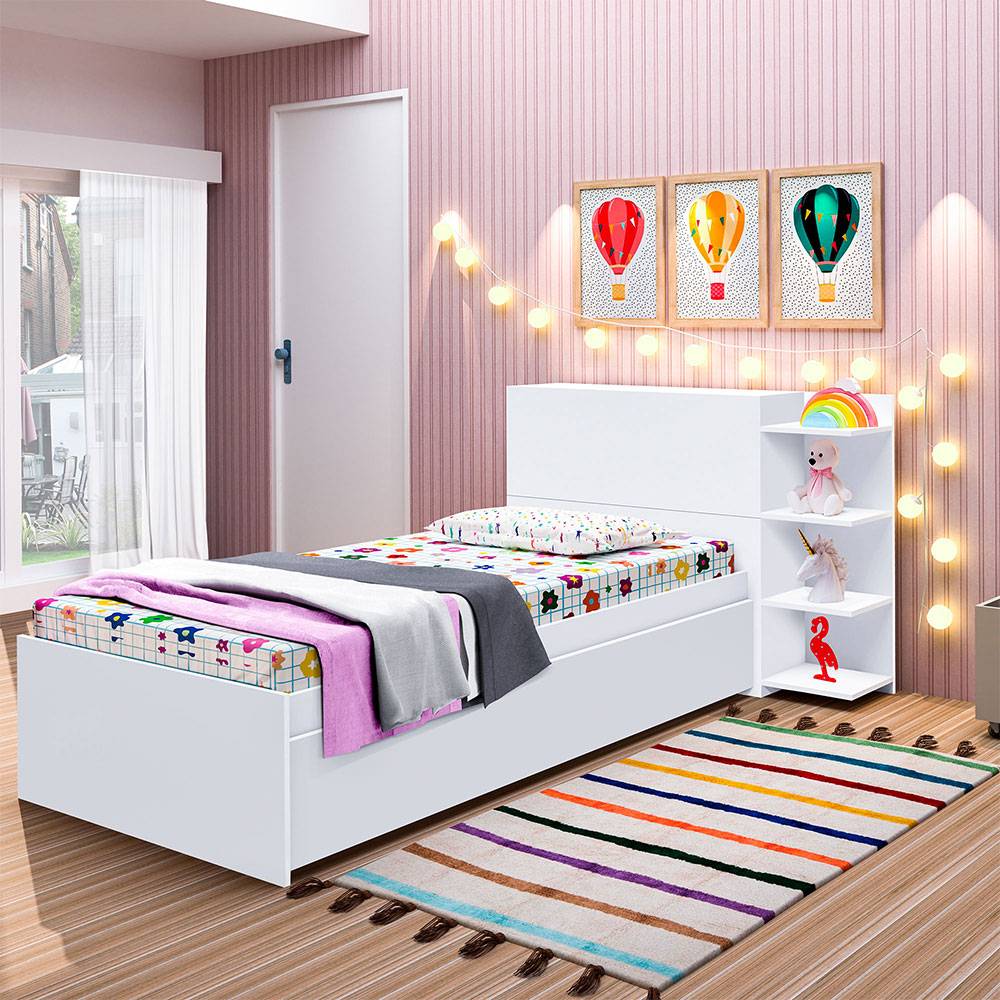 Cama Tarima Gea Blanco 90 - 123x91cm para Colchón Sencillo 90 X 190 Cm con Cabecero - Camas | Bylmo