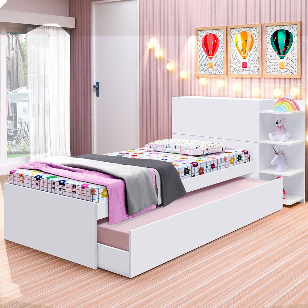 Cama Tarima Gea Blanco 90 - 123x91cm para Colchón Sencillo 90 X 190 Cm con Cabecero - Camas | Bylmo