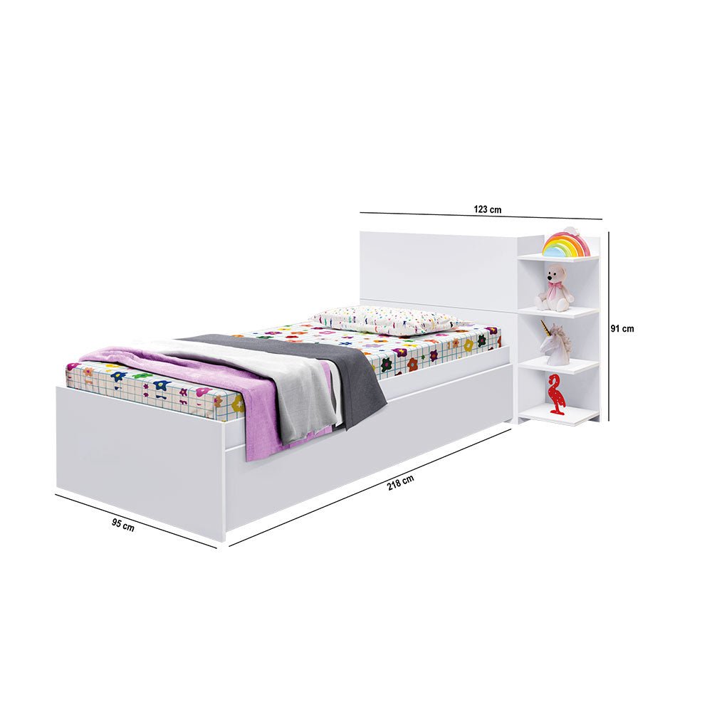 Cama Tarima Gea Blanco 90 - 123x91cm para Colchón Sencillo 90 X 190 Cm con Cabecero - Camas | Bylmo