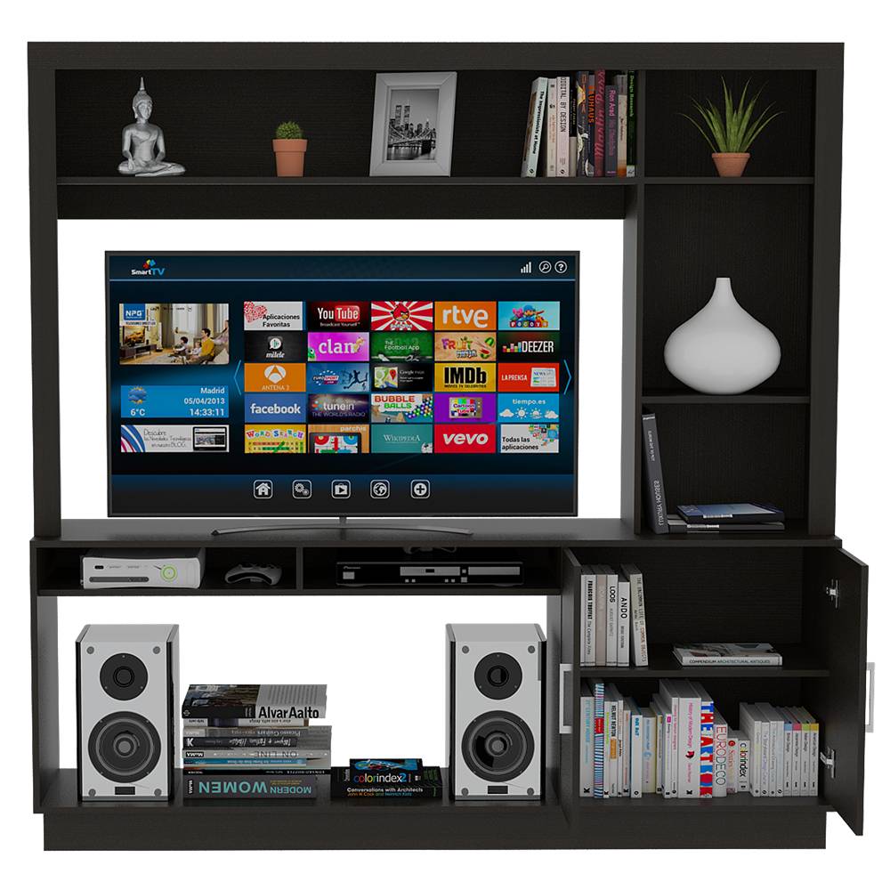 Centro de Entretenimiento Cantabria Wengue 180x180cm Para TV Hasta 55 Pulgadas con Un Cajón - Muebles para TV | Bylmo