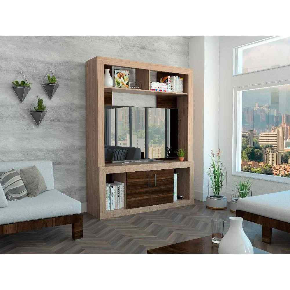 Centro de Entretenimiento Alicia Miel y Habano 140 cm con Dos Puertas - Muebles para TV | Bylmo