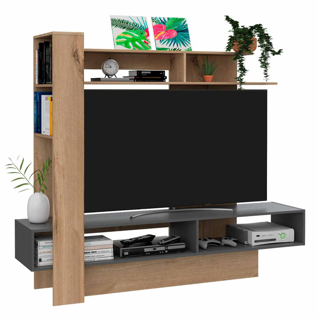 Centro de Entretenimiento Flamenco Duna 180x152cm Para TV Hasta 55 Pulgadas sin Cajones - Muebles de TV | Bylmo