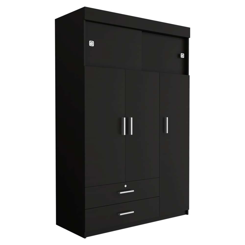 Closet Alma Wengue 120 cm con Cinco Puertas y Dos Cajones - Closets | Bylmo