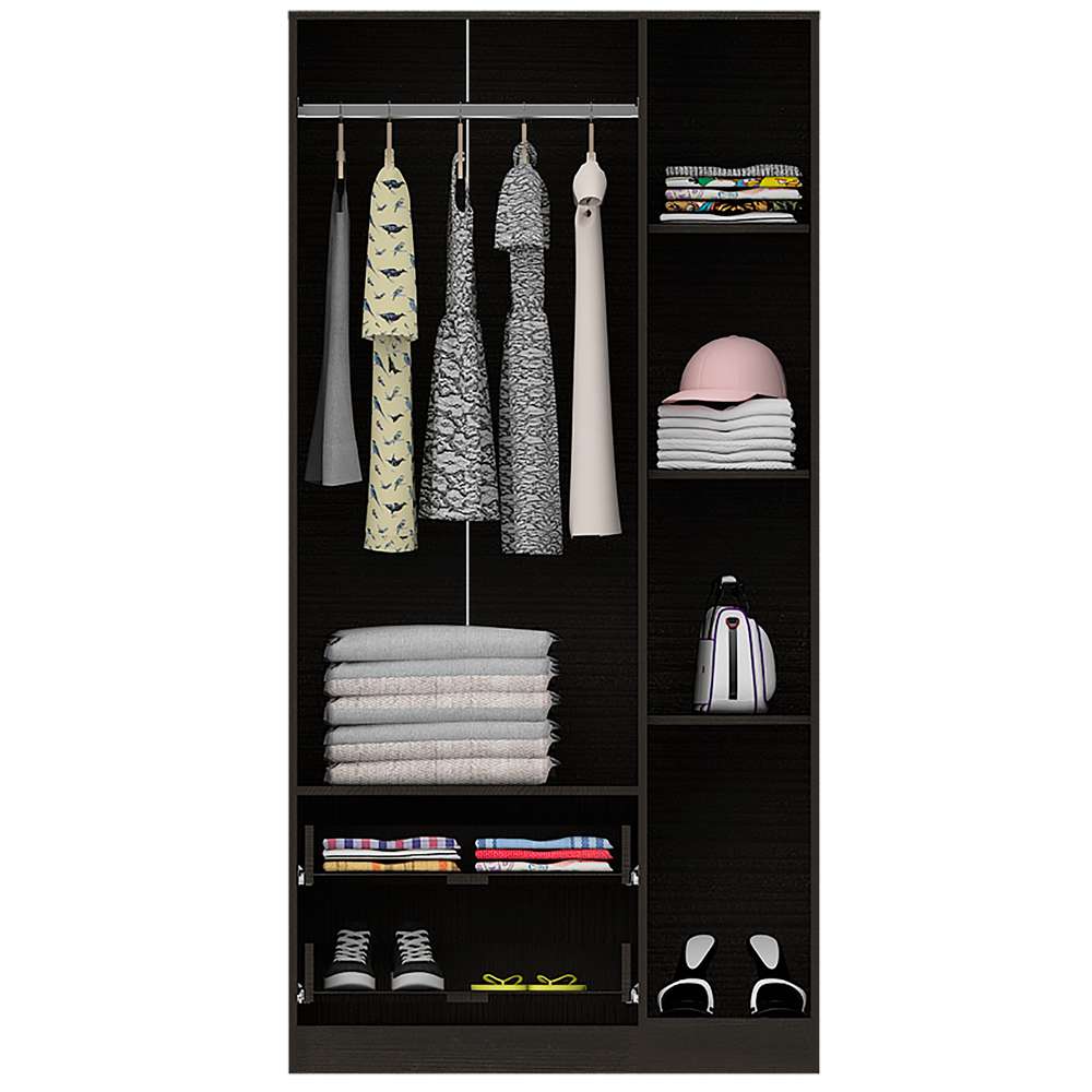 Closet Austral Wengue 90x180cm con 2 Cajones con 3 Entrepaños - Closets | Bylmo