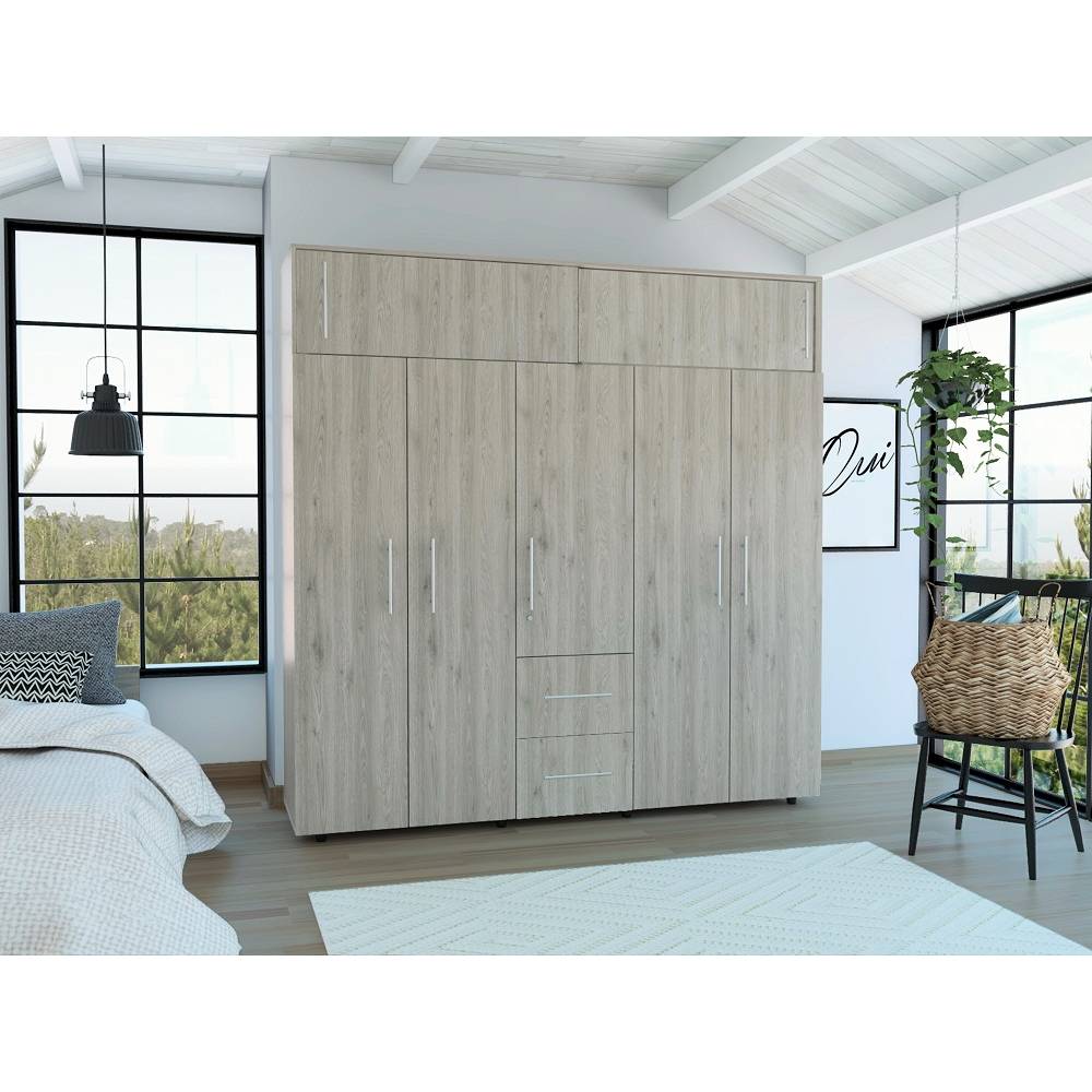 Closet Bigaf Plus Ceniza 200 cm con Siete Puertas y Tres Cajones - Closets | Bylmo