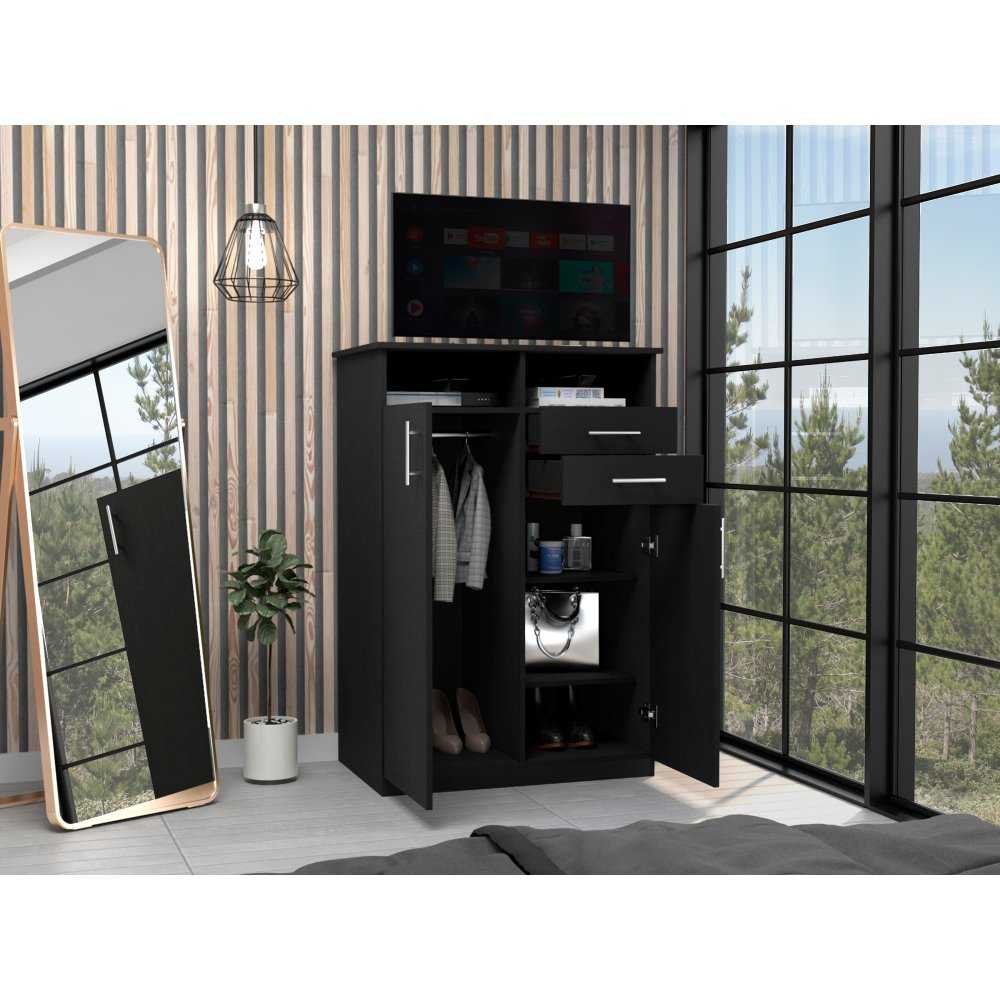 Closet Eco Wengue 83x122.2cm con 2 Cajones con 2 Entrepaños con Espacio para TV - Muebles para TV | Bylmo