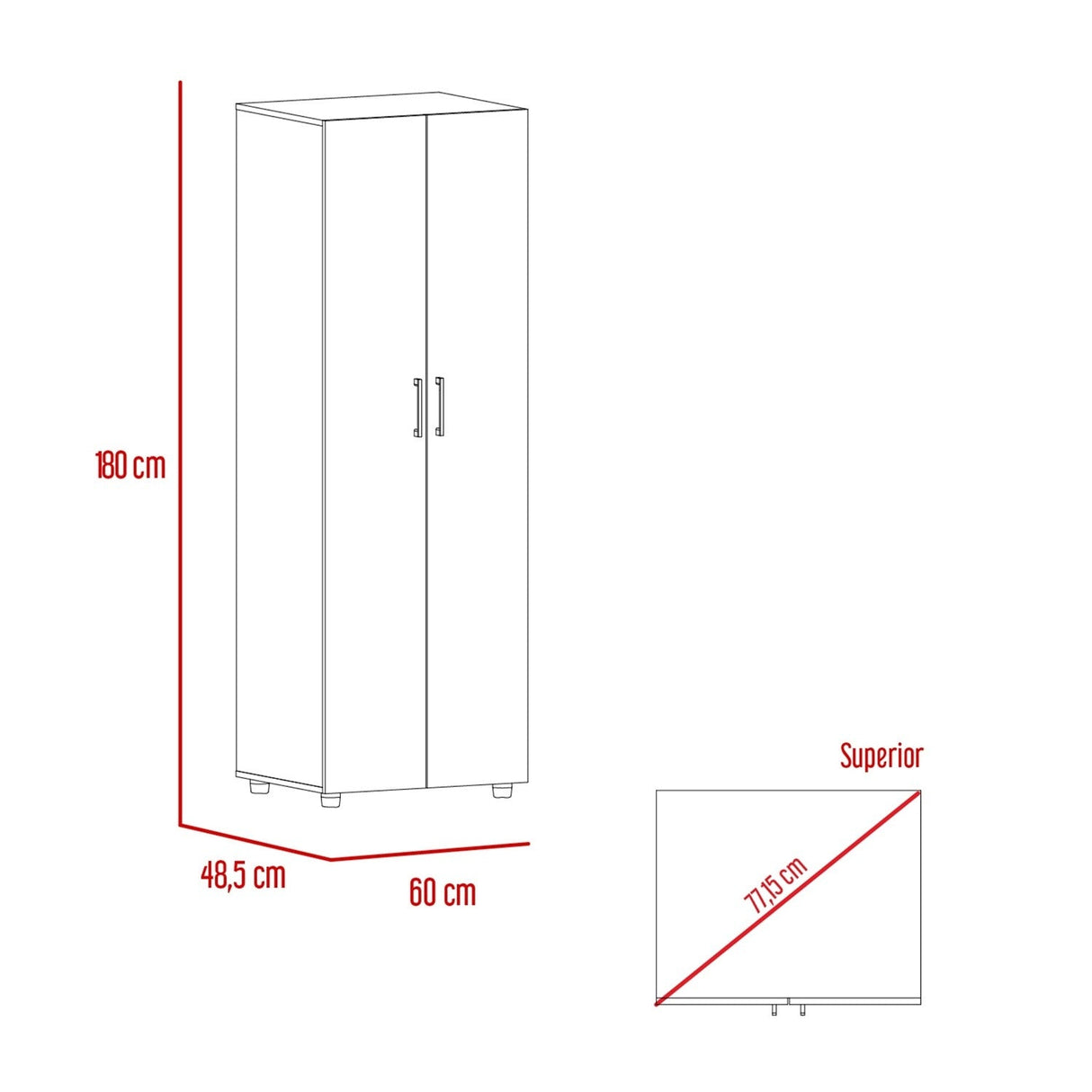 Closet Eter Blanco 60 cm con Dos Puertas, Entrepaños y Colgadero - Closets | Bylmo