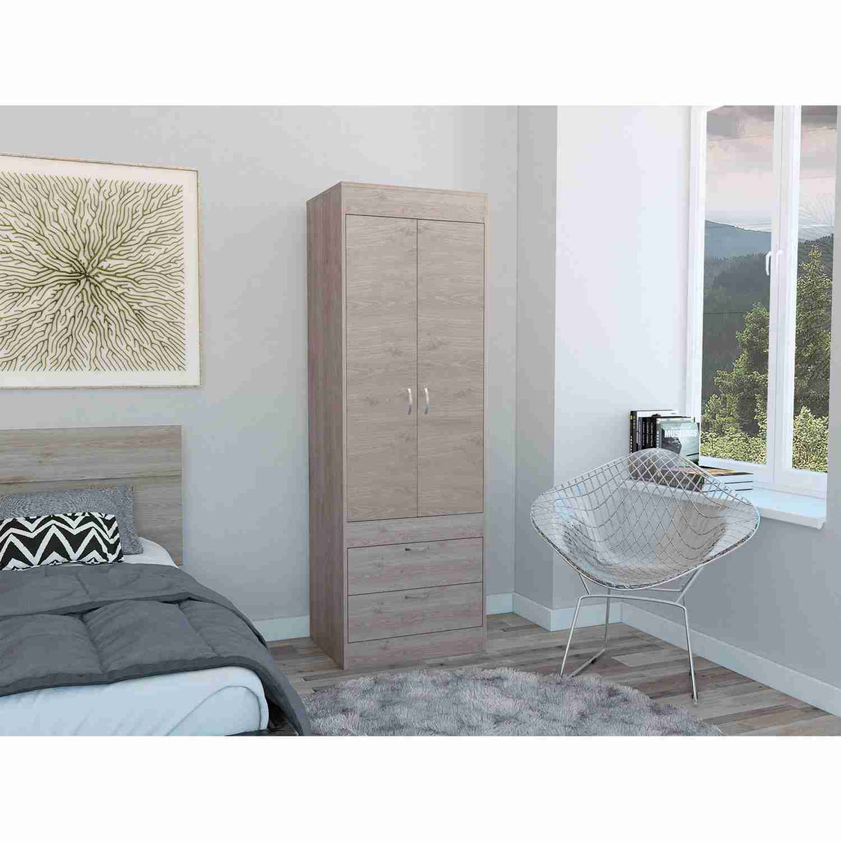 Closet Lisboa Ceniza 59x179cm con 2 Cajones sin Entrepaños - Closets | Bylmo