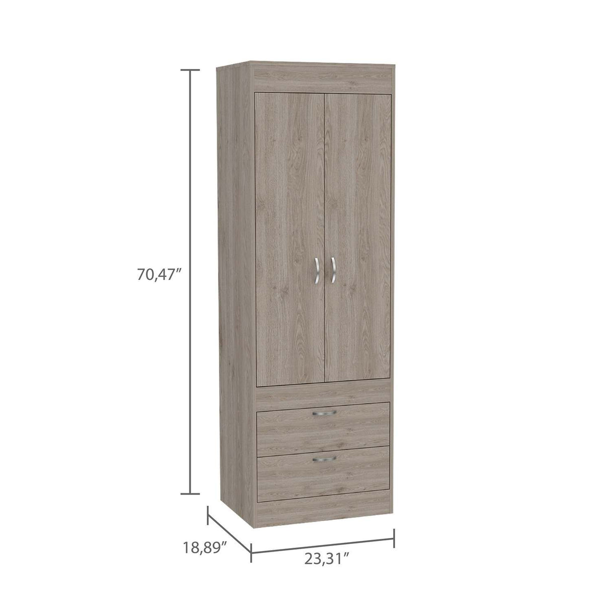 Closet Lisboa Ceniza 59x179cm con 2 Cajones sin Entrepaños - Closets | Bylmo