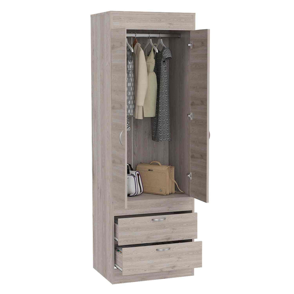 Closet Lisboa Ceniza 59x179cm con 2 Cajones sin Entrepaños - Closets | Bylmo