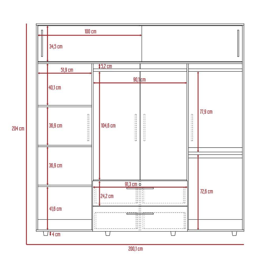 Closet Luque Wengue 200x204cm con 3 Cajones con 3 Entrepaños - Closets | Bylmo
