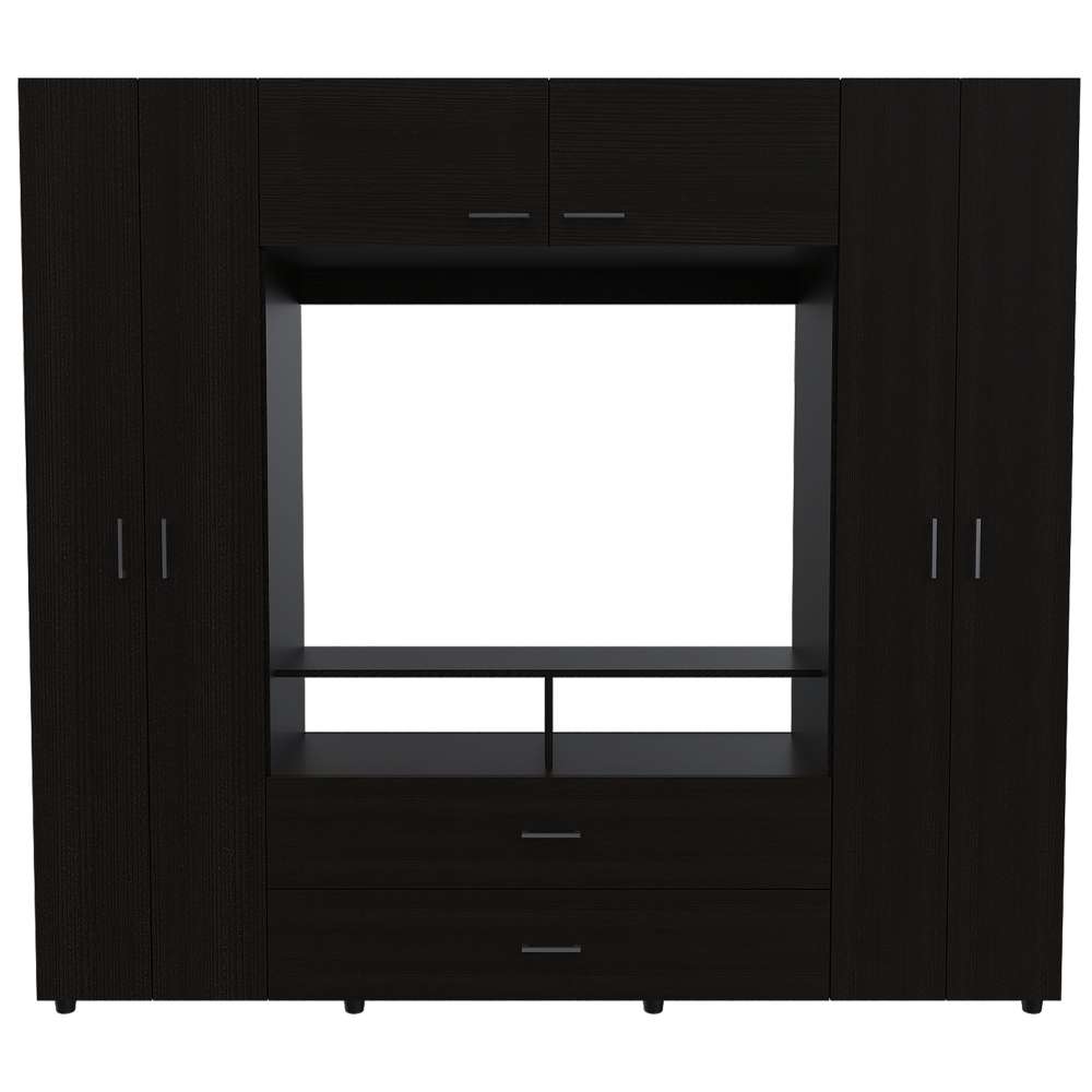 Closet Manila Wengue 198.4x179.9cm con 2 Cajones con 3 Entrepaños con Espacio para TV - Closets | Bylmo