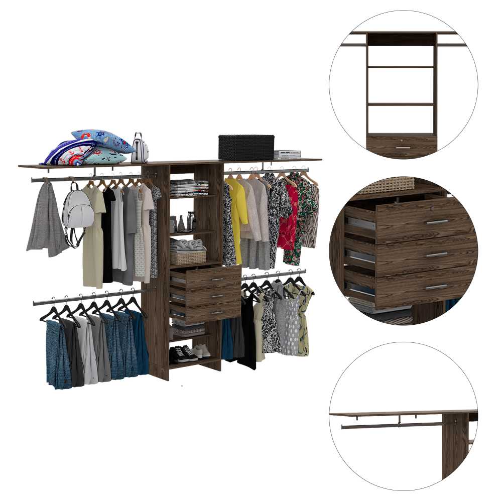 Closet Plego Coñac 300x187.7cm con 3 Cajones con 4 Entrepaños - Closets | Bylmo