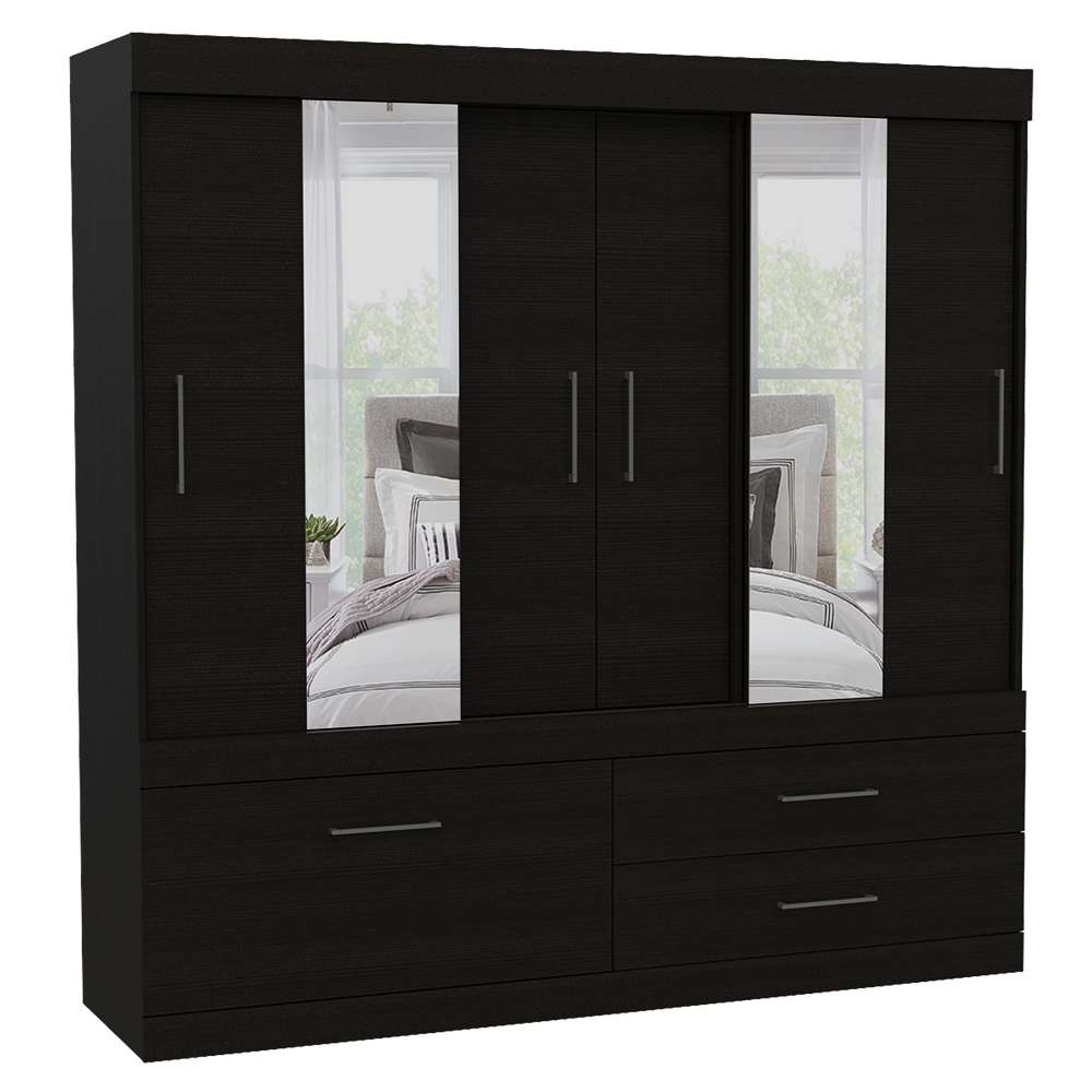 Closet Portofino Wengue 180 cm con Espejo, Cinco Puertas y Dos Cajones - Closets | Bylmo