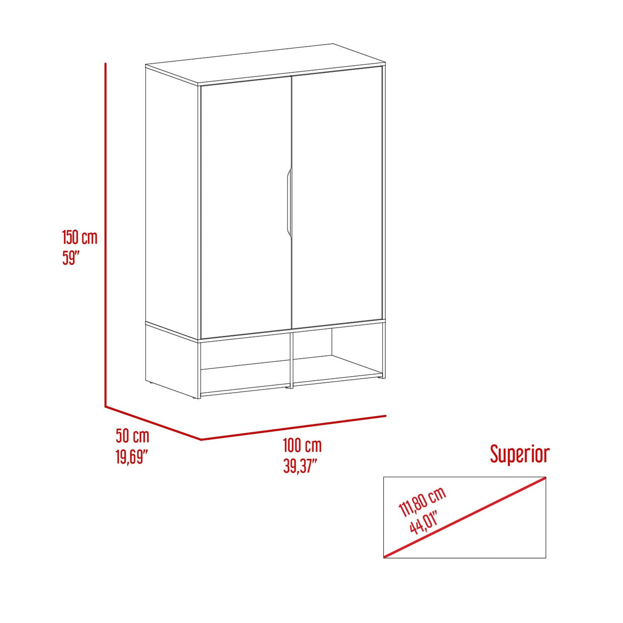 Closet Rosie Duna 100x150cm sin Cajones con 4 Entrepaños - Closets | Bylmo