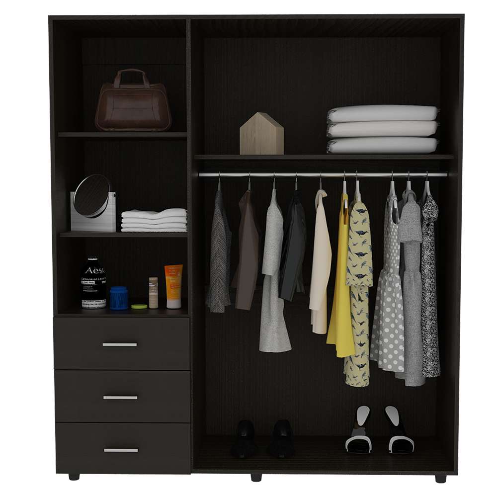 Closet Venecia Wengue 140 cm con Tres Puertas y Tres Cajones - Closets | Bylmo