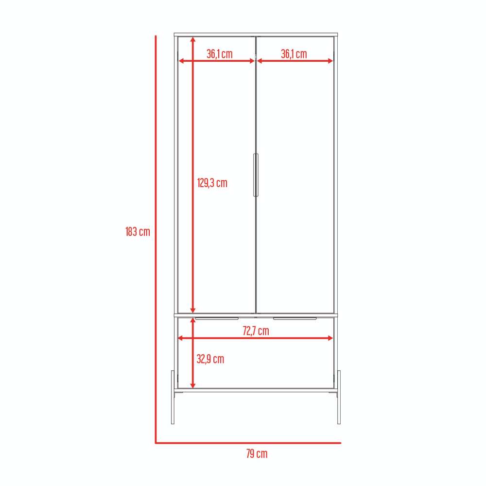 Closet White Blanco 79 cm con Dos Puertas y Un Cajón - Closets | Bylmo