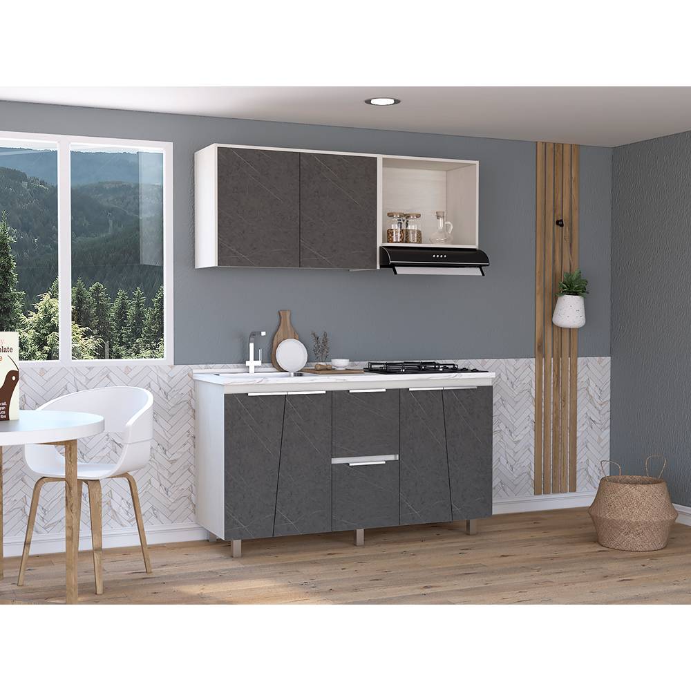 Cocina Nara Niebla y Onix 150 cm Izquierda Sin Mesón - Cocinas | Bylmo