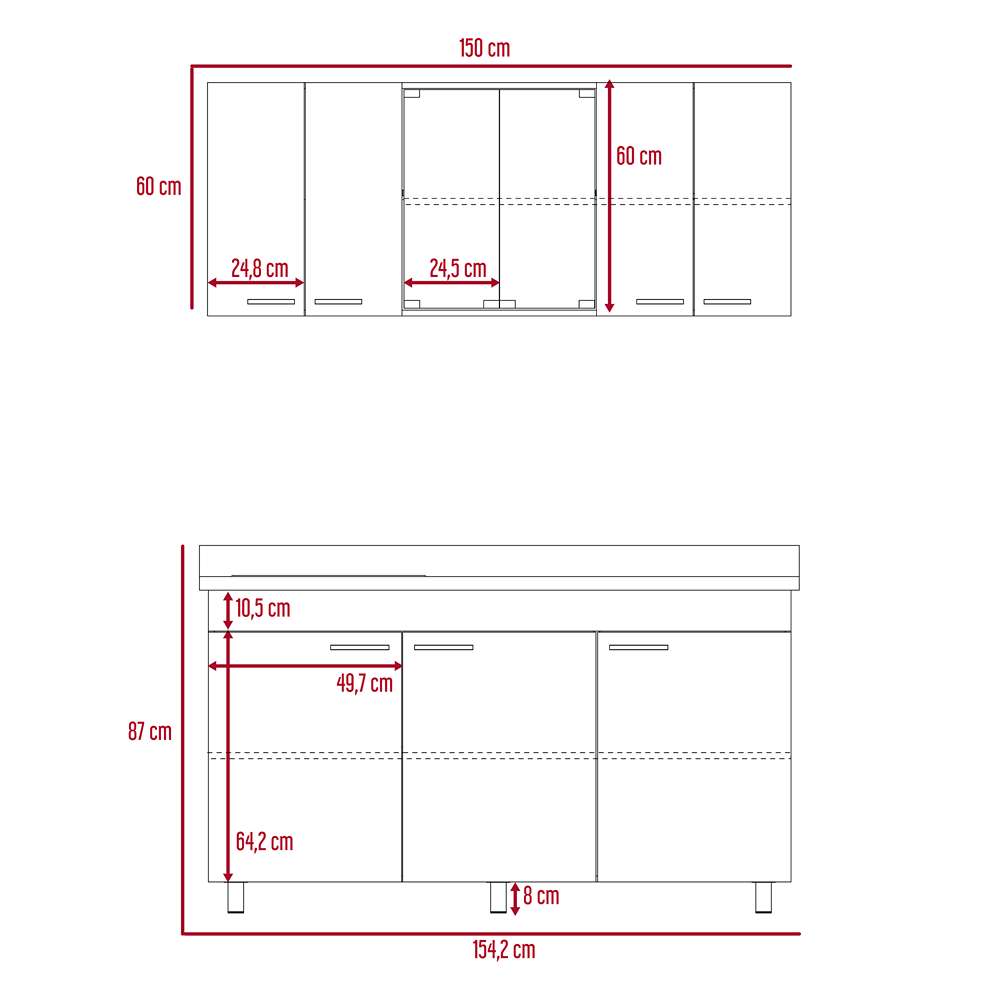 Cocina Sicilia Amareto 150 cm Izquierda con Mesón - Cocinas | Bylmo