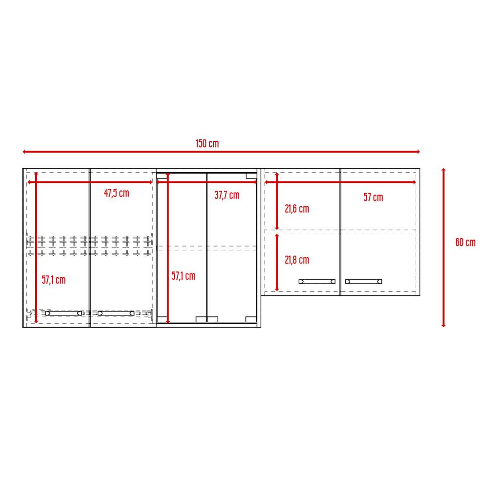 Mueble Superior Sicilia Miel y Blanco 150 cm - Cocinas | Bylmo