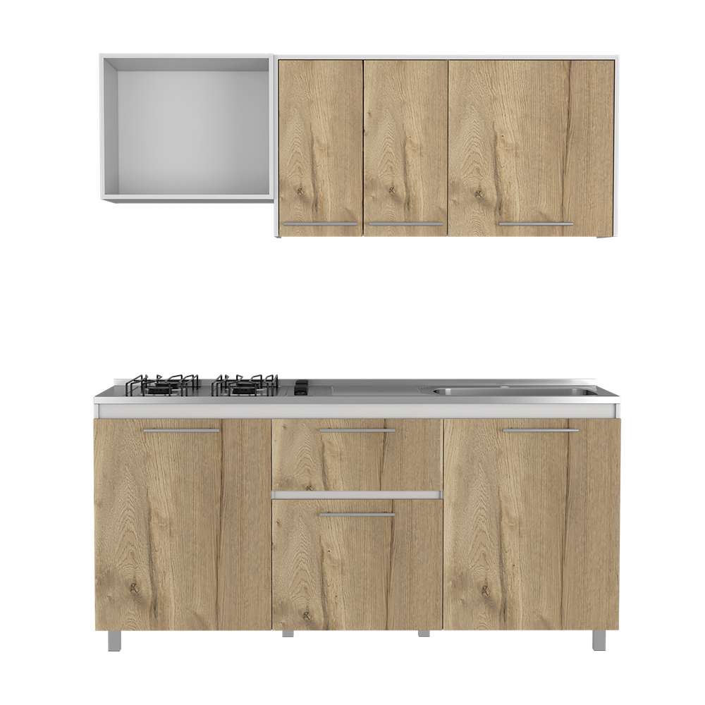 Cocina Atalanta Duna y Blanco 180 cm Derecha con Mesón - Cocinas | Bylmo