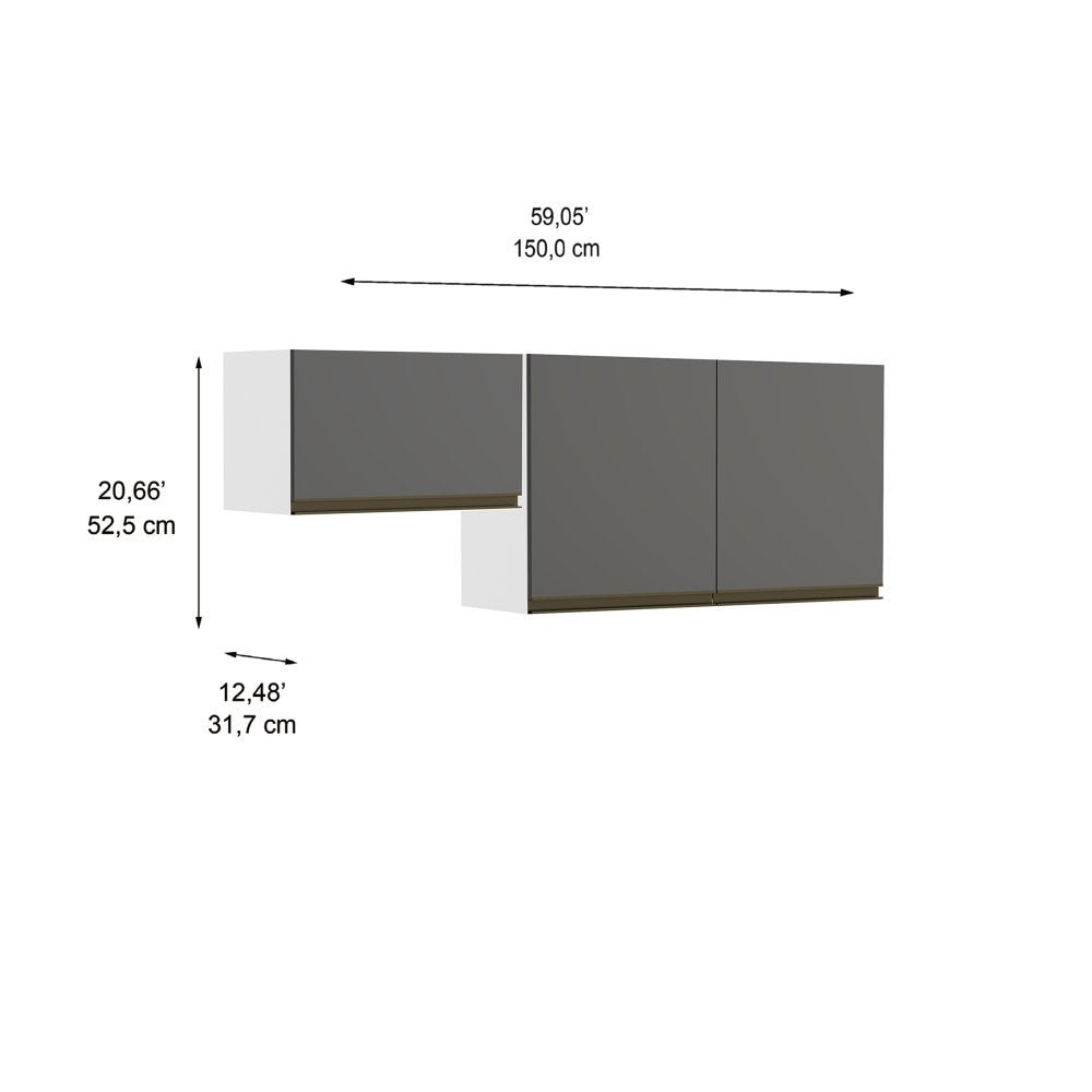 Cocina Integral Santiago Macadamia y Grafito 150 cm - Cocinas | Bylmo
