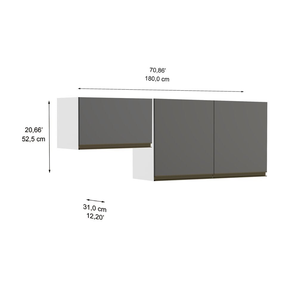 Cocina Integral Santiago Macadamia y Grafito 180 cm Derecha con Mesón - Cocinas | Bylmo
