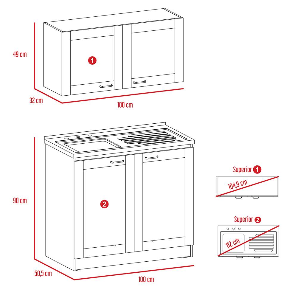 Cocina Zurich Blanco 100 cm con Mesón - Cocinas | Bylmo