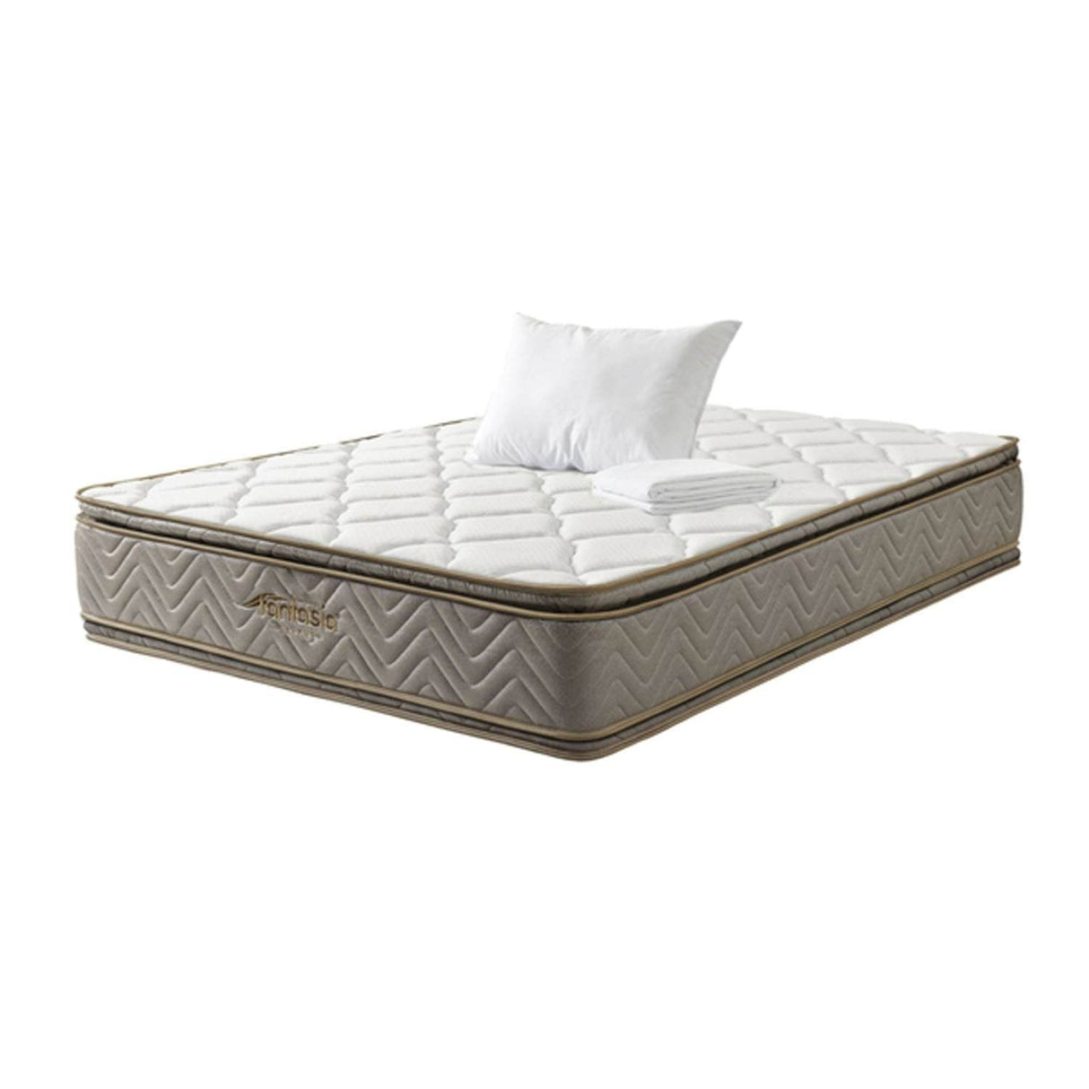 Colchón Galaxy Beige y Plata Semidoble 120 cm con Una Almohada y Protector - Combos Habitacion | Bylmo